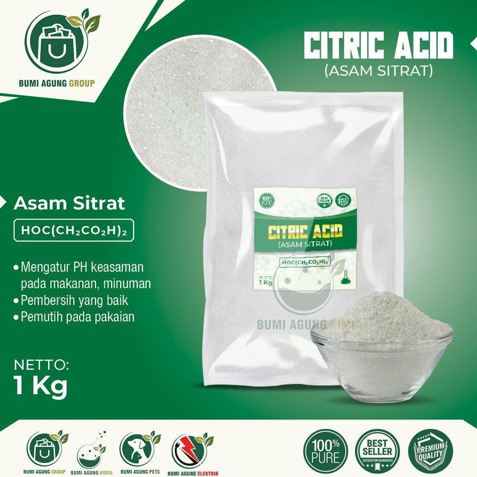 

D!skon CITRIC MONOHYDRATE/ CITRUN / SITRAT - 1 KG FOOD GRADE Terlarizzz