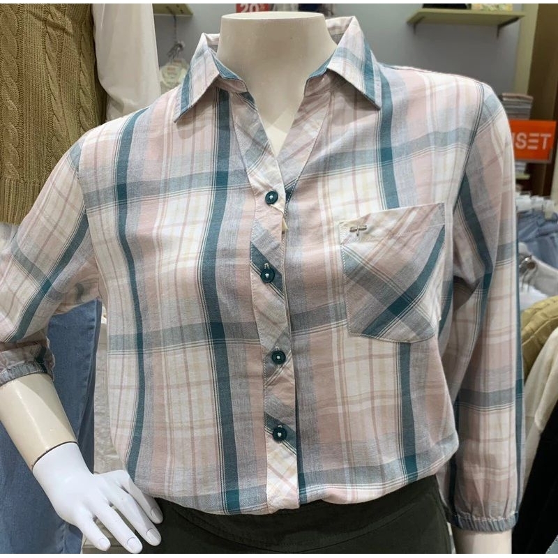 TRISET Casual Kemeja crop wanita size S M L XL