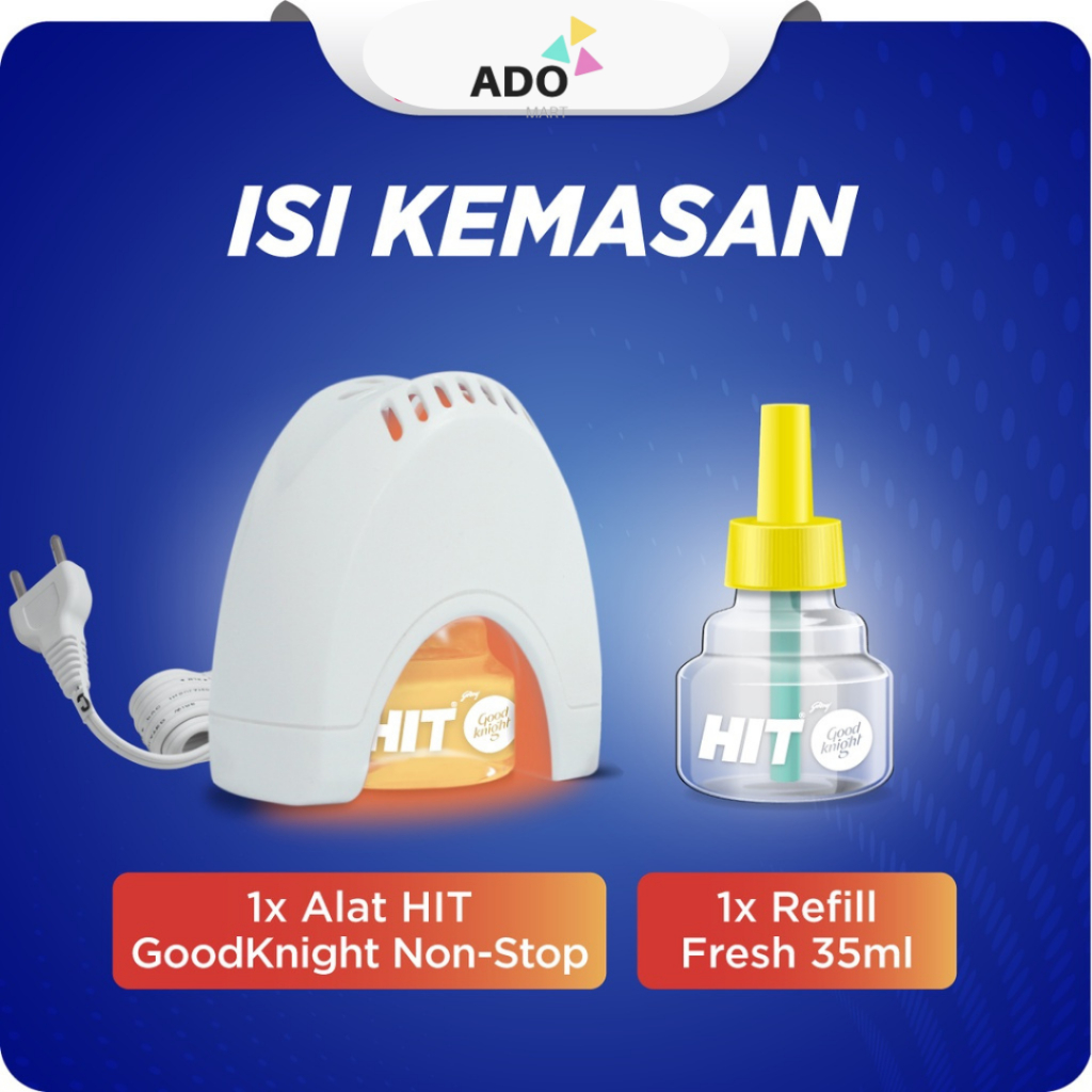 Hit Good Knight Non Stop Set - Obat Nyamuk Elektrik - Bunuh Nyamuk Penyebab Demam Berdarah (DBD)