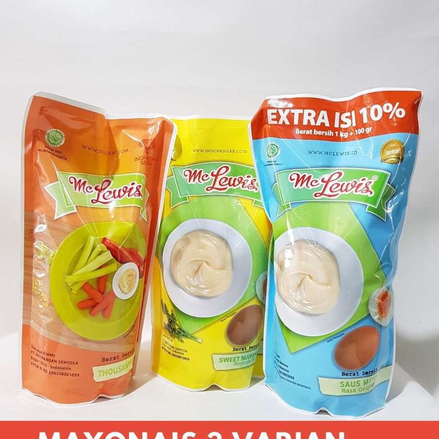 

MC LEWIS MAYONAISE 1 KG - MAYO POUCH - MAYONES ORI - SWEET MAYO