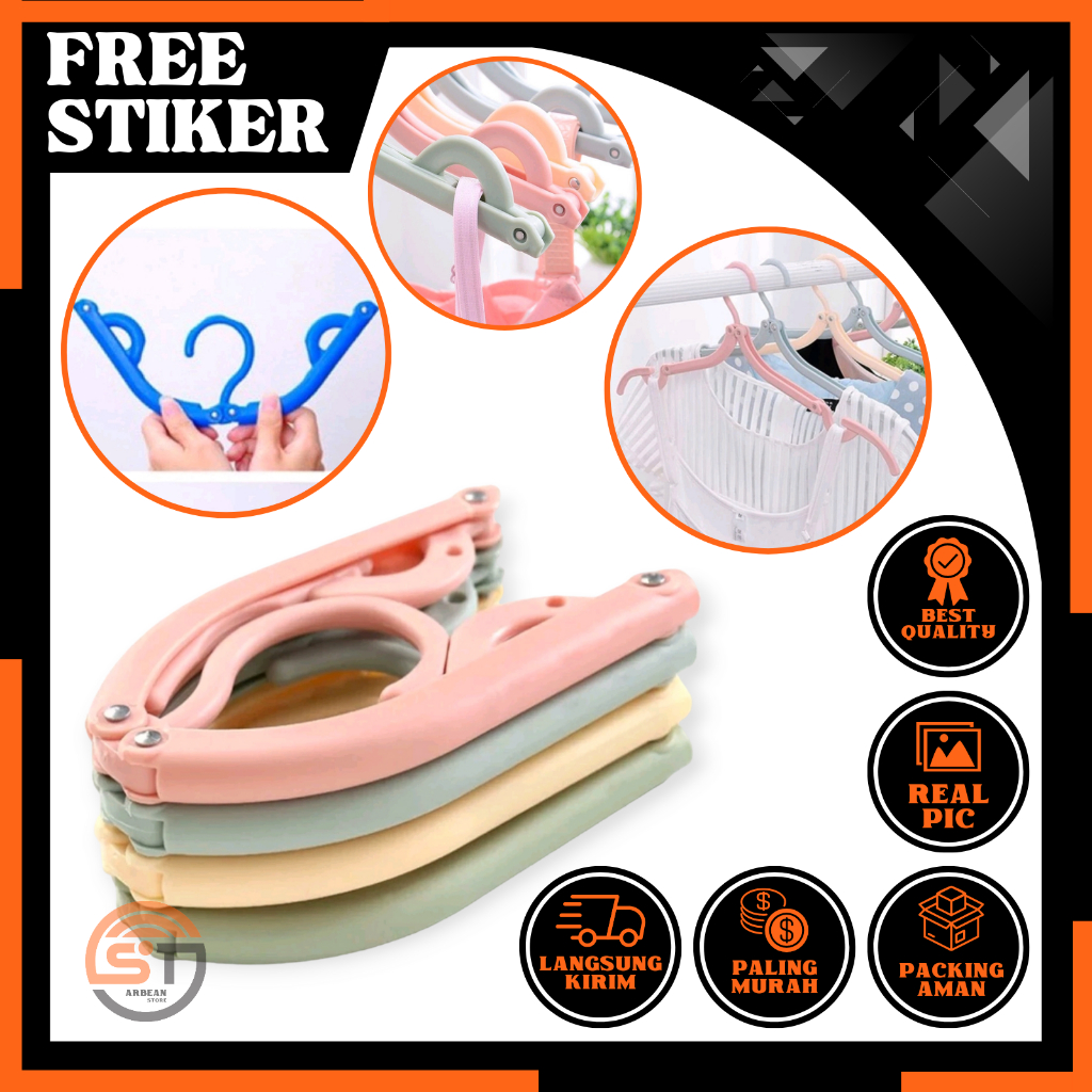 1PCS Magic Hanger Lipat Gantungan Baju Pakaian Jemuran Jaket Travel Portable Warna Plastik Multifung