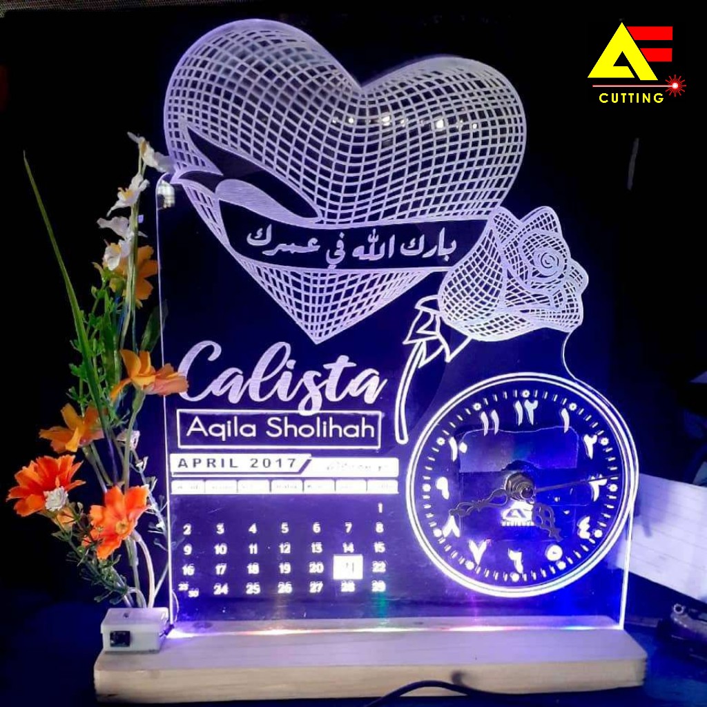 LAMPU HIAS AKRILIK CUSTOM / LAMPU TIDUR / KADO JAM AKRILIK