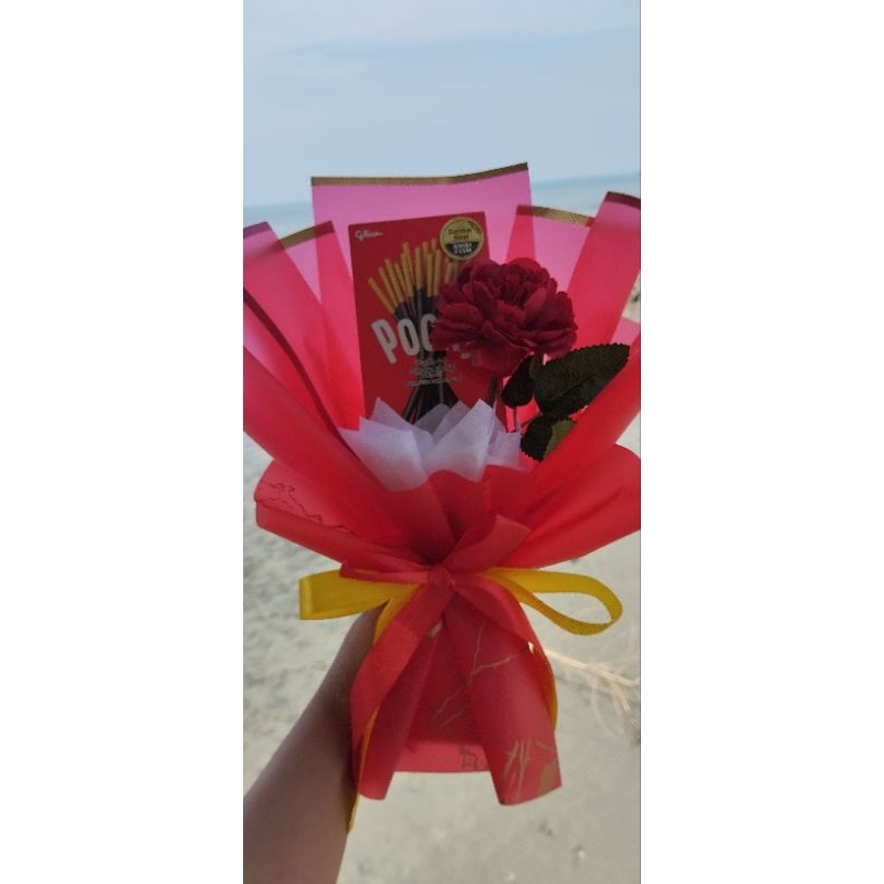 

buket flowers+pocky custom