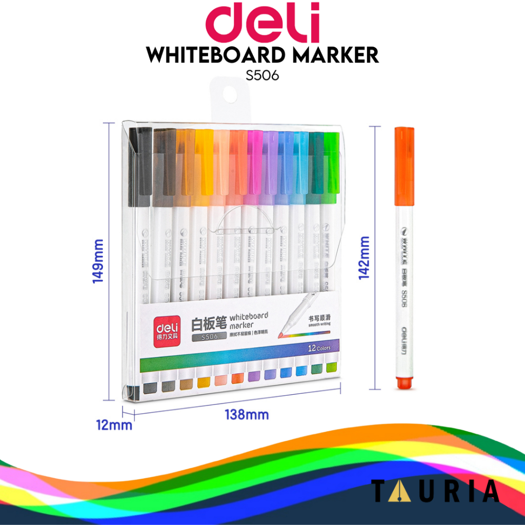 

DELI SPIDOL WHITEBOARD PAPAN TULIS 12 WARNA KECIL S506