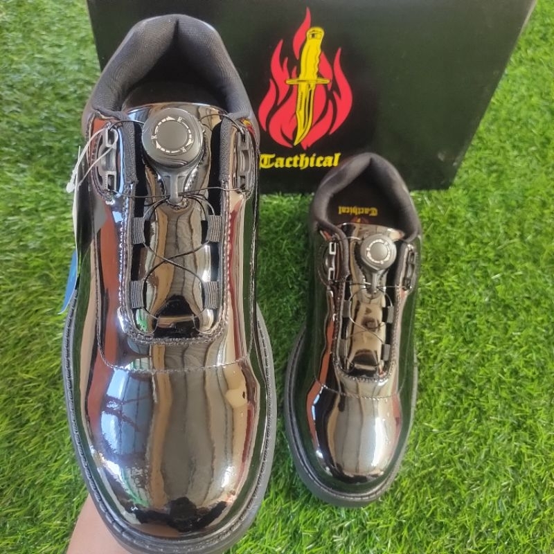 Sepatu TACTICAL Pdh Tali Putar baru Hitam kilap Original
