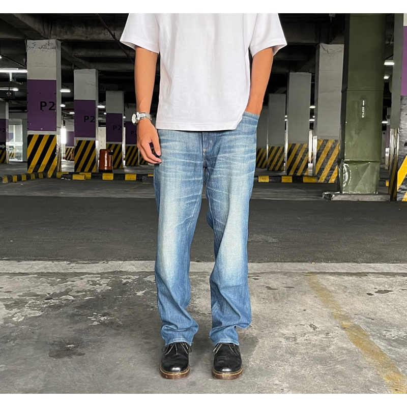 Celana Blue Jeans / Edwin 503 Blue Jeans Washed Stretch Reguler Fit