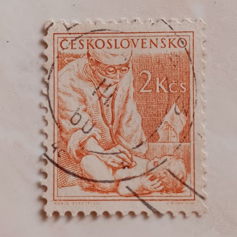 

(AD) Perangko Cekoslowakia 1954 Professions - Paediatrician 2 koruna Used