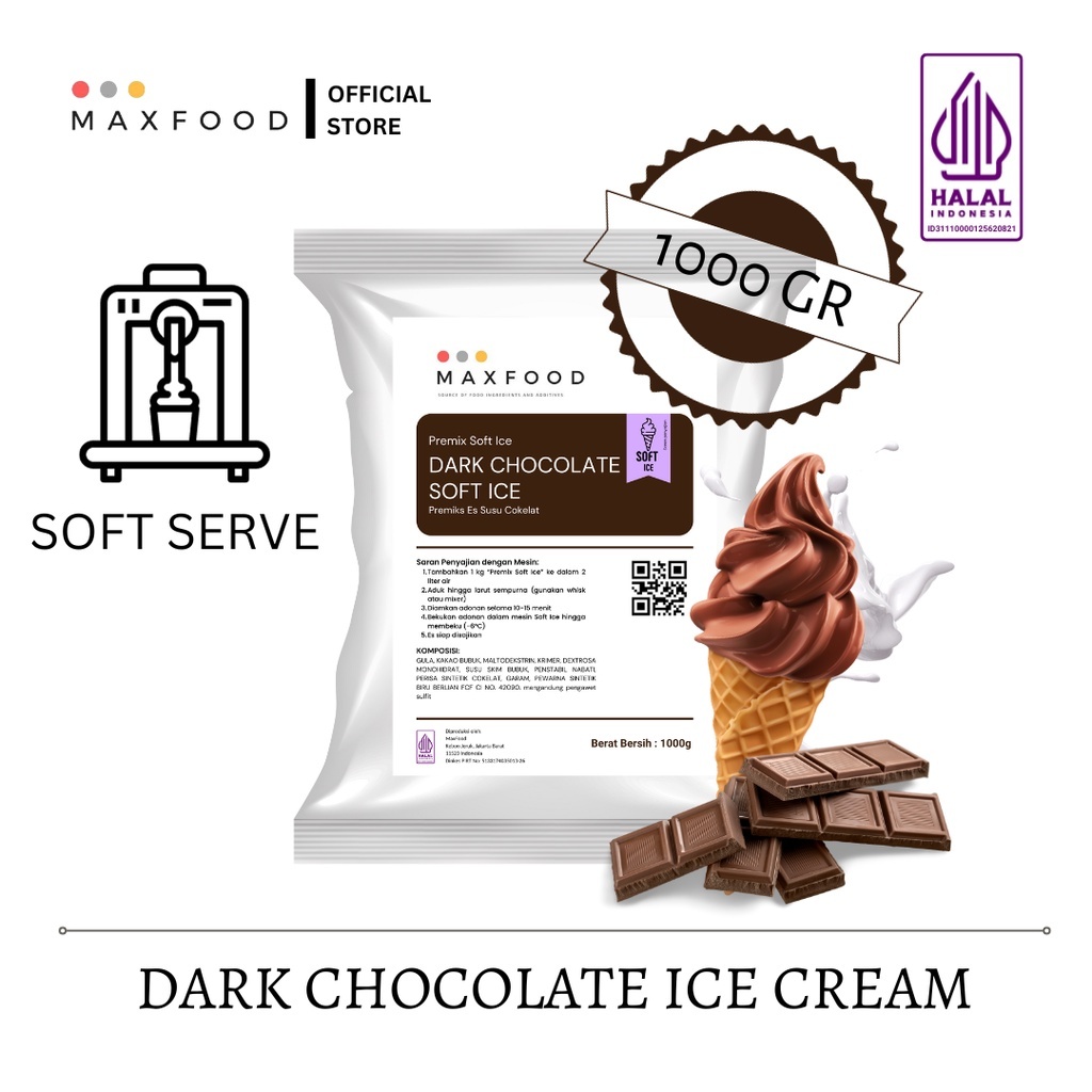 

1 kg Soft Ice Cream Dark Chocolate / Bubuk Es Krim Rasa Dark Coklat