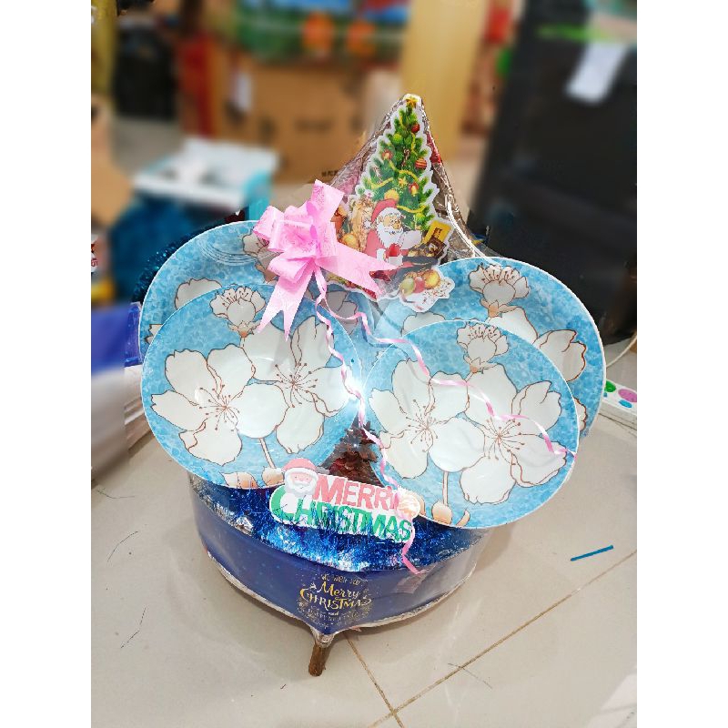 parcel natal piring keramik hampers dinner set