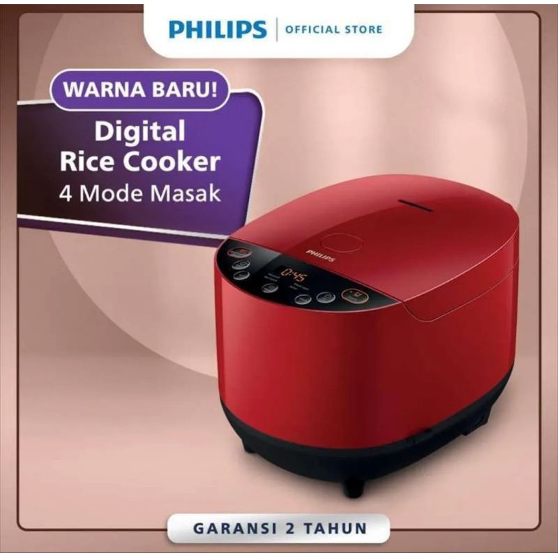 Ricecooker Philips HD4515/29 - Merah 1,8 L Magic Com Digital Magicom Pilip Mejikom 1.8 L Mejicom Hd 