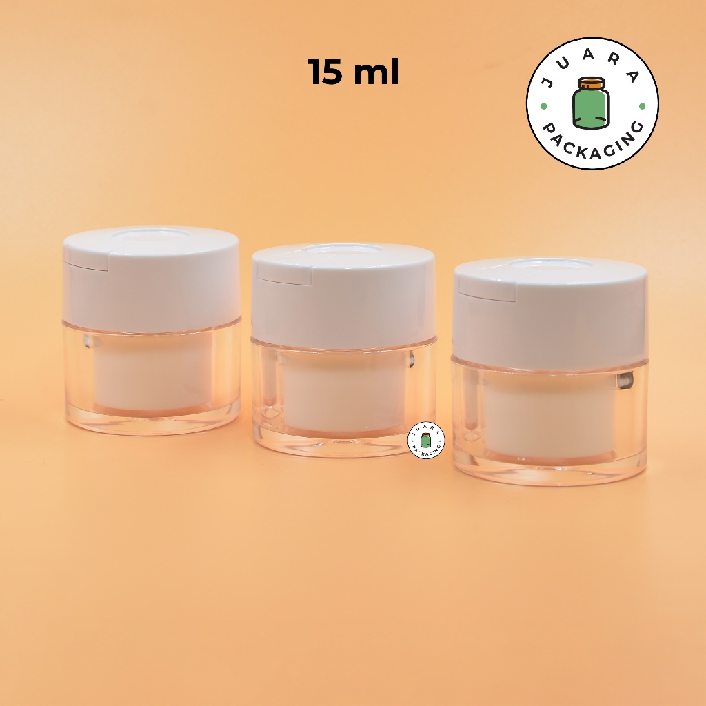 Pot Cream Acrylic 15ml 15gr dengan Spatula & Inner Lid – Wadah Kosmetik Akrilik Tebal Elegan untuk S