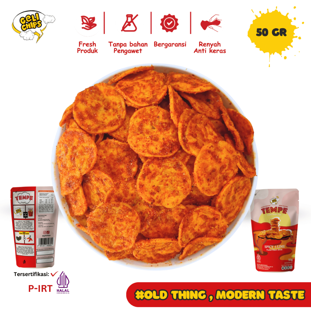 

Gelichips - Keripik Tempe Sagu Spicy Camilan Pedas 50gr