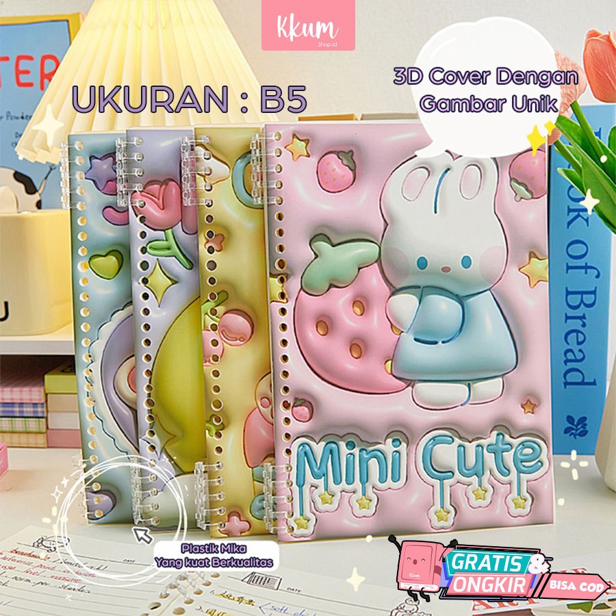 

60 lembar Loose Leaf buku Notebook B5 3D cute cartoon/ Buku tulis sekolah binder kuliah