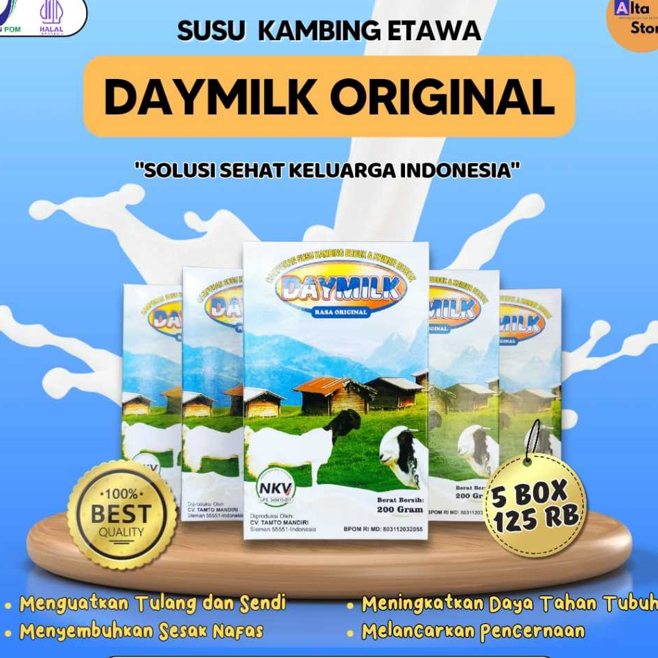 

PAKET 5 BOX- Daymilk Susu Kambing Etawa Murni- Untuk Kesehatan Tulang dan Sendi-Sorong