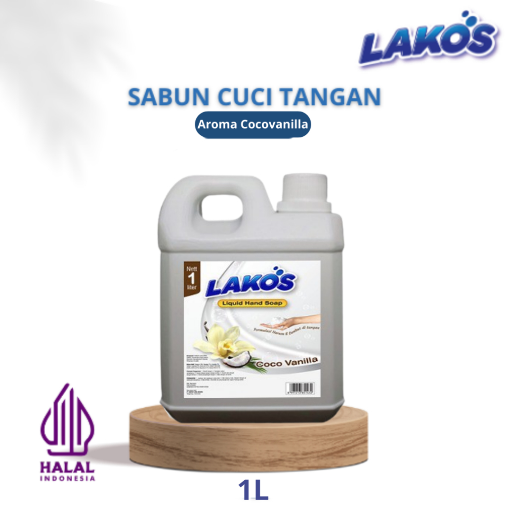 LAKOS Sabun Cuci Tangan Cair Aroma Coco Vanilla / Strawberry Jerigen 1 Liter Ltr