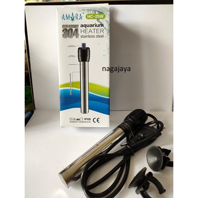 heater amara stainless pemanas air aquarium 25 watt