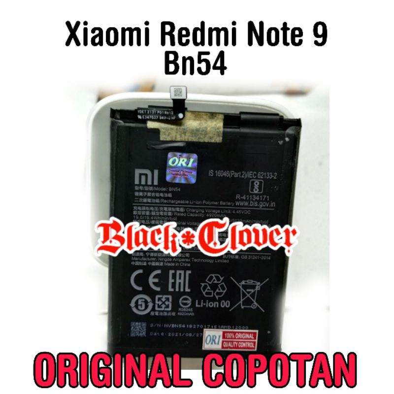 Baterai Batre Original Cabutan BN54 Xiaomi Redmi Note 9 Bn-54 Bn 54 Ori Copotan