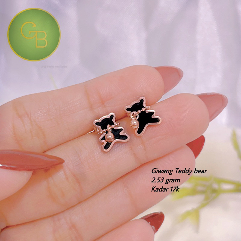 giwang Teddy bear - kadar 17k - Gelbo gold