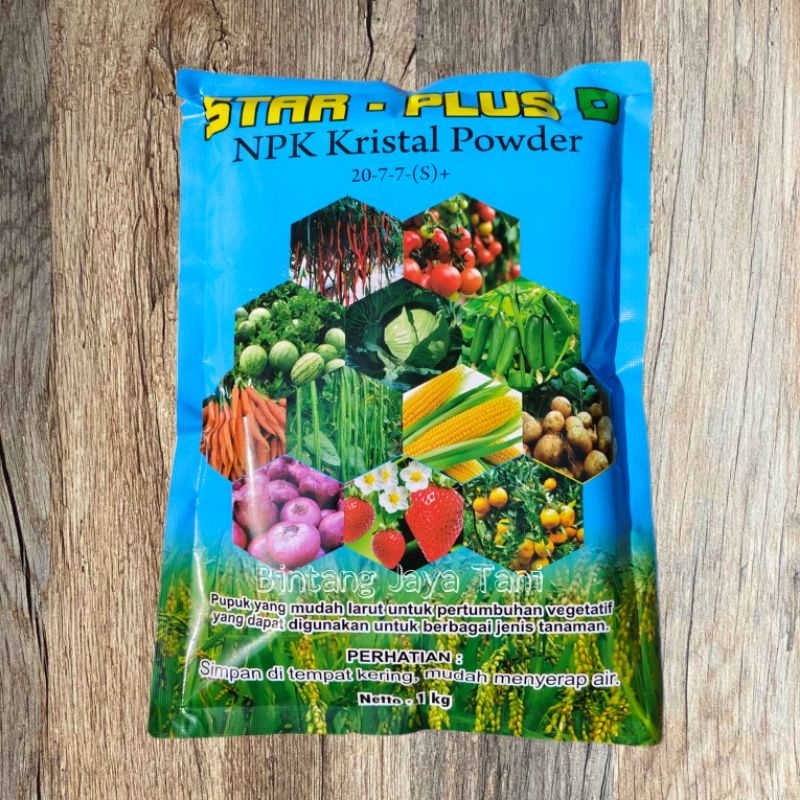 NPK DAUN KRISTAL POWDER 20-7-7(S) 1 KG/ PUPUK STAR PLUS DAUN /Npk Kristal Powder 100% Larut Air/Npk 