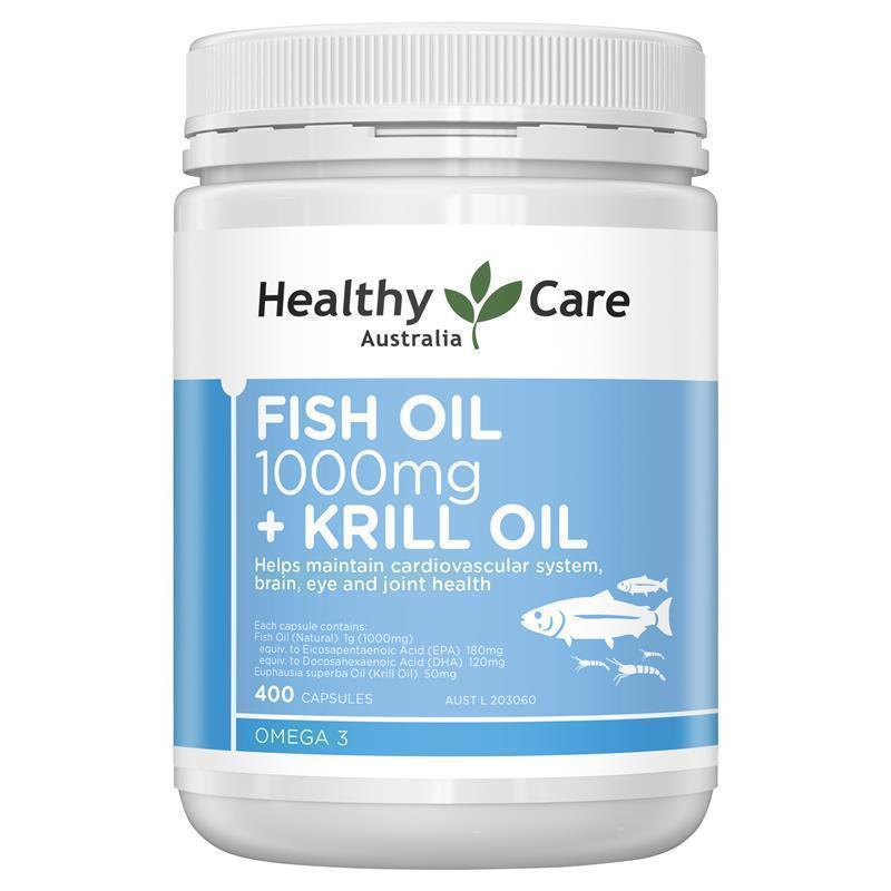 Healthy Care Fish Oil 1000mg + Krill Oil - 400 Capsules