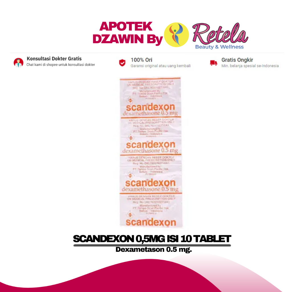 SCANDEXON 0,5MG 1 STRIP 10 TABLET ( Dexametason 0.5 mg. )