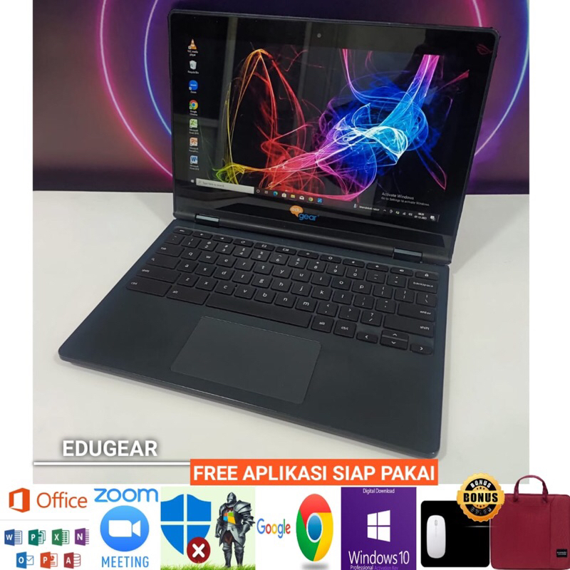 Laptop Edugear intel N3060 Ram 4GB/32GB + 128GB SSD Touchcreen flip -Windows 10 pro 64 bit