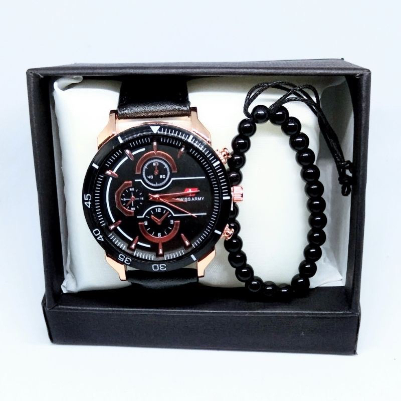 BISA COD ,,JAM TANGAN PRIA KULIT CHRONO FREE GELANG KEREN