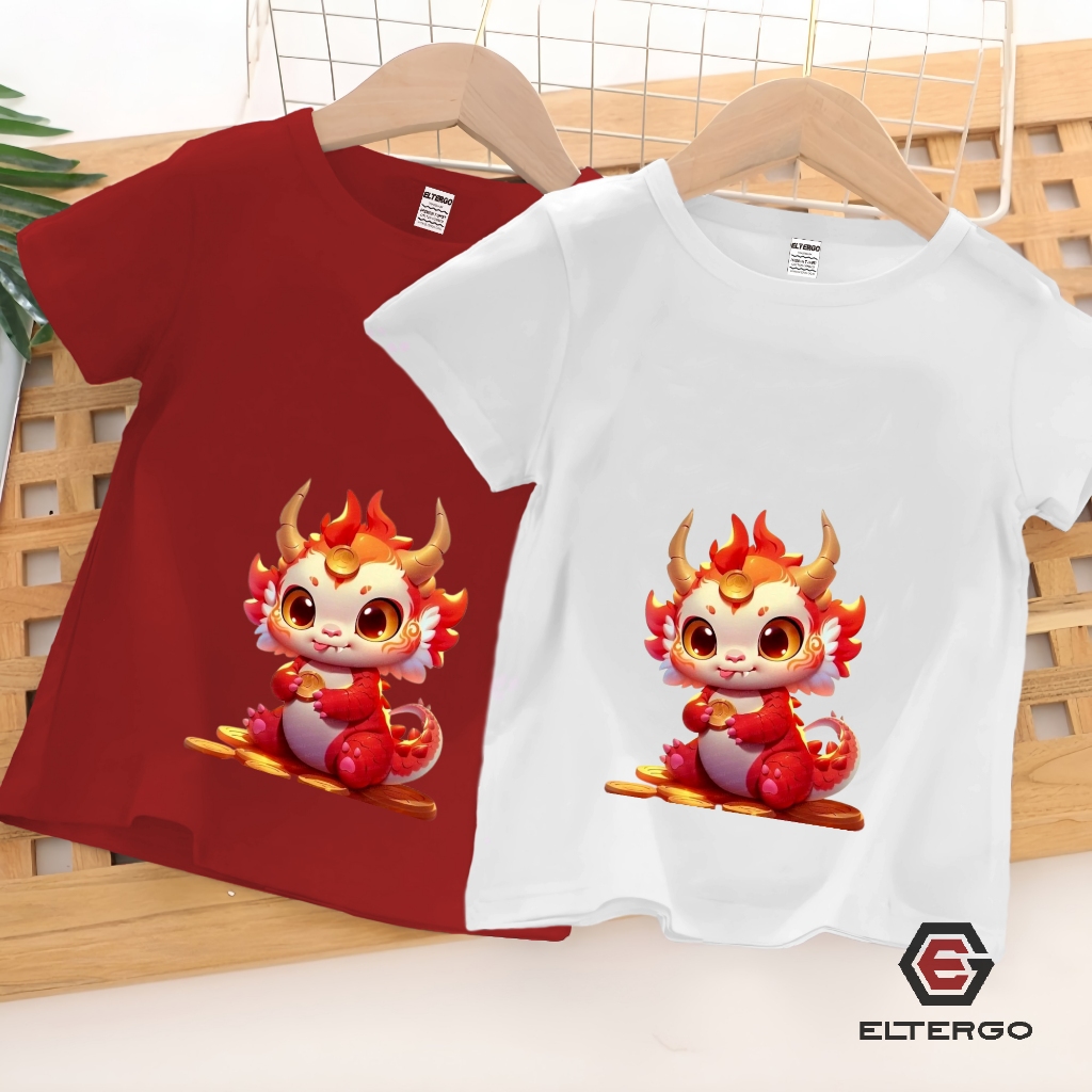 Baju Kaos Distro Naga keberuntungan imlek Anak Laki Laki Dan Perempuan Import 1 Sampai 12 Tahun Gift
