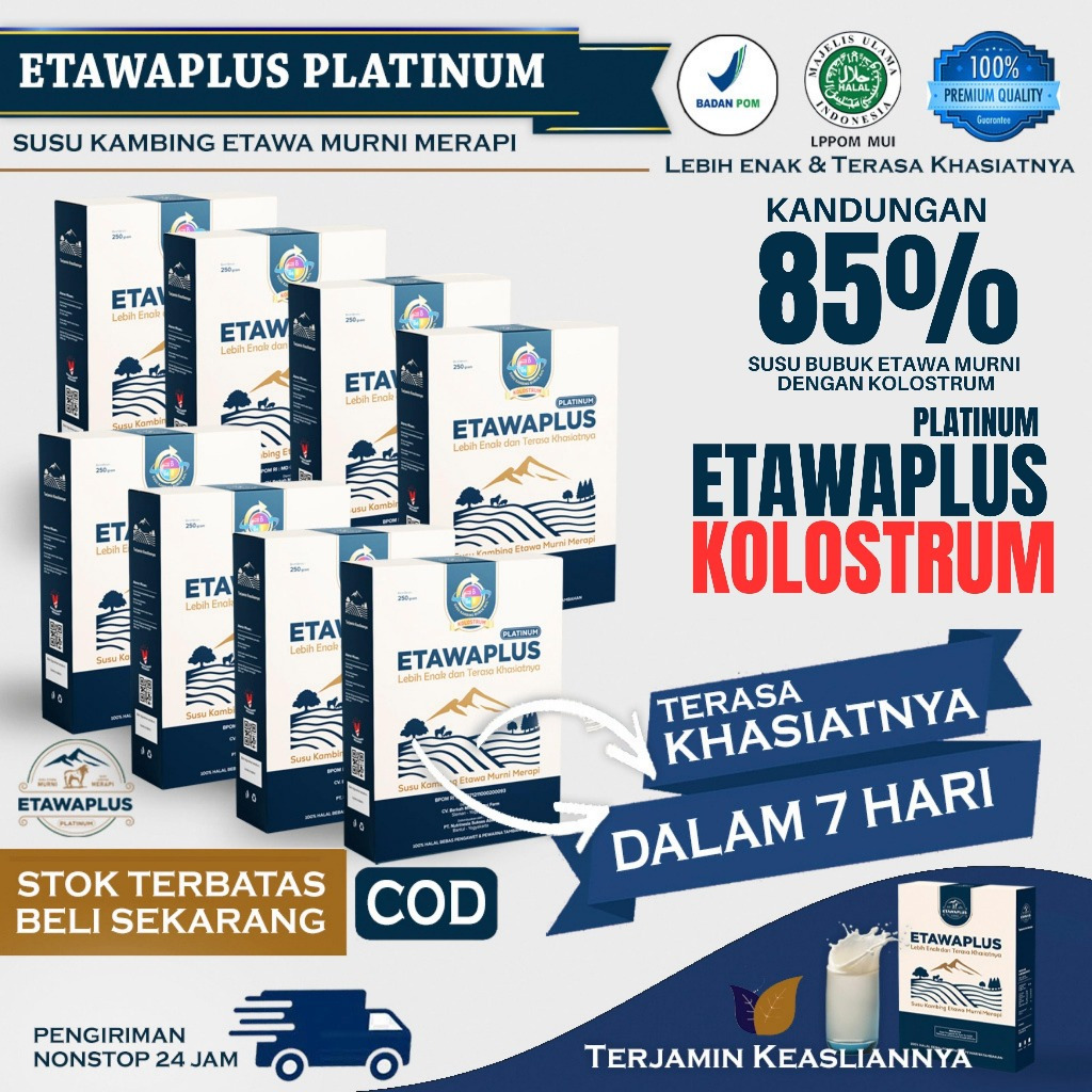 

85% Susu Kambing Etawa - Etawaplus Platinum Paket 8 Box | Etawaplus Kolostrum - Resmi BPOM