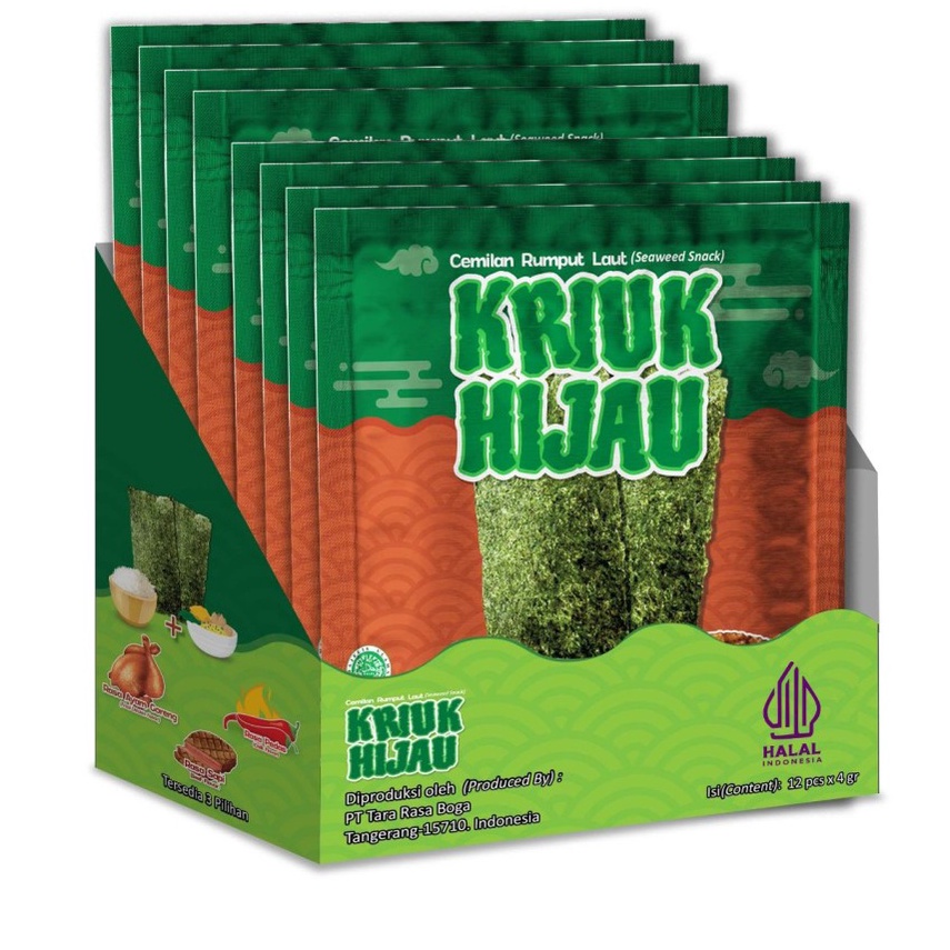 

T3rupd4te Rumput Laut Kriuk Hijau | 1 Box isi 12 Sachet [82]