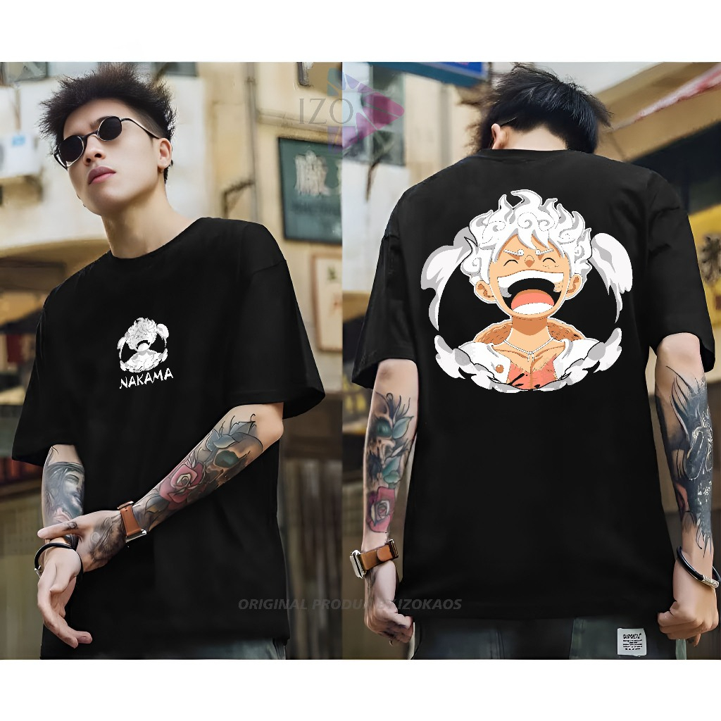 Baju Kaos Tshirt Distro Anime One Piece Terbaru Gear 5 Nakama Pakaian Pria Wanita Keren Lengan Pende