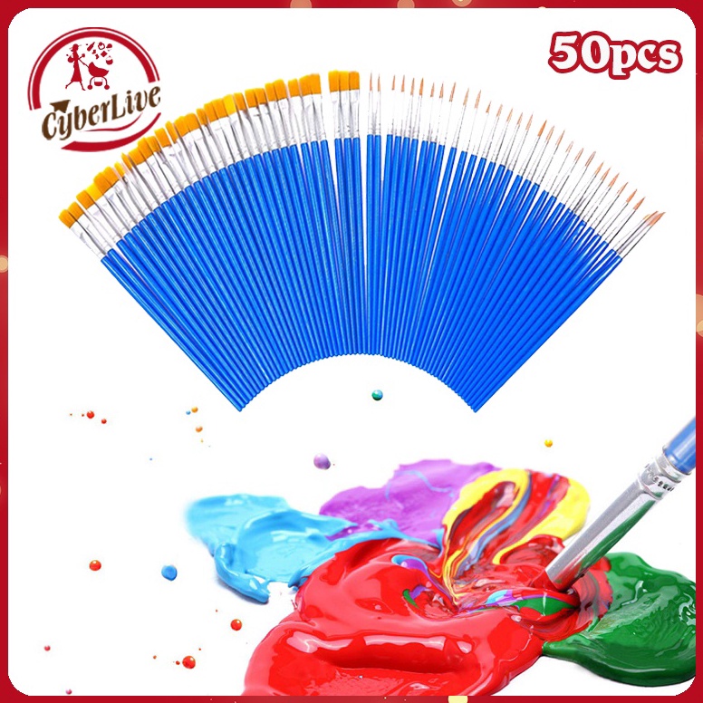 

[PRODUK-DVNQ870] 50pcs Kuas Lukis Set Paintbrush Paint Brushes Kuas Cat Minyak Dan Air Terbatas •̪̀●́)