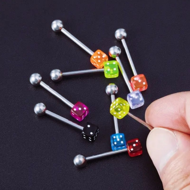 TINDIK LIDAH DADU TITANIUM / BARBEL DADU TITANIUM