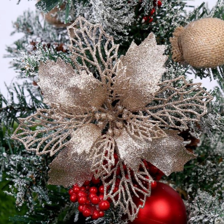 MODEL QOX240 Bunga natal hiasan bunga pohon natal 16cm ready banyak warna hiasan pohon natal ornamen