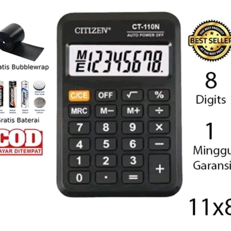 

Ready Stock Kalkulator SAKU CT100N Citizen / 8digit / 2power energy Terlaris