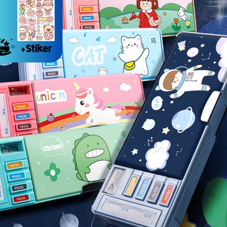 

Diskon Tempat Pensil Multifungsi Motif Unicorn / Dinosaurus / Astronot Untuk Anak Tk/Kotak Pensil Pola Kartun Lapisan Ganda Tunggal dengan Rautan Kapasitas ↔✢❅