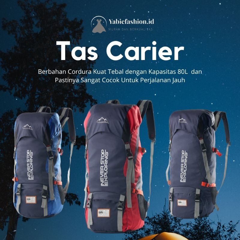 TAS RANSEL GUNUNG CARRIER 80L LITER TAS CARRIER PENDAKI GUNUNG OUTDOOR CAMPING