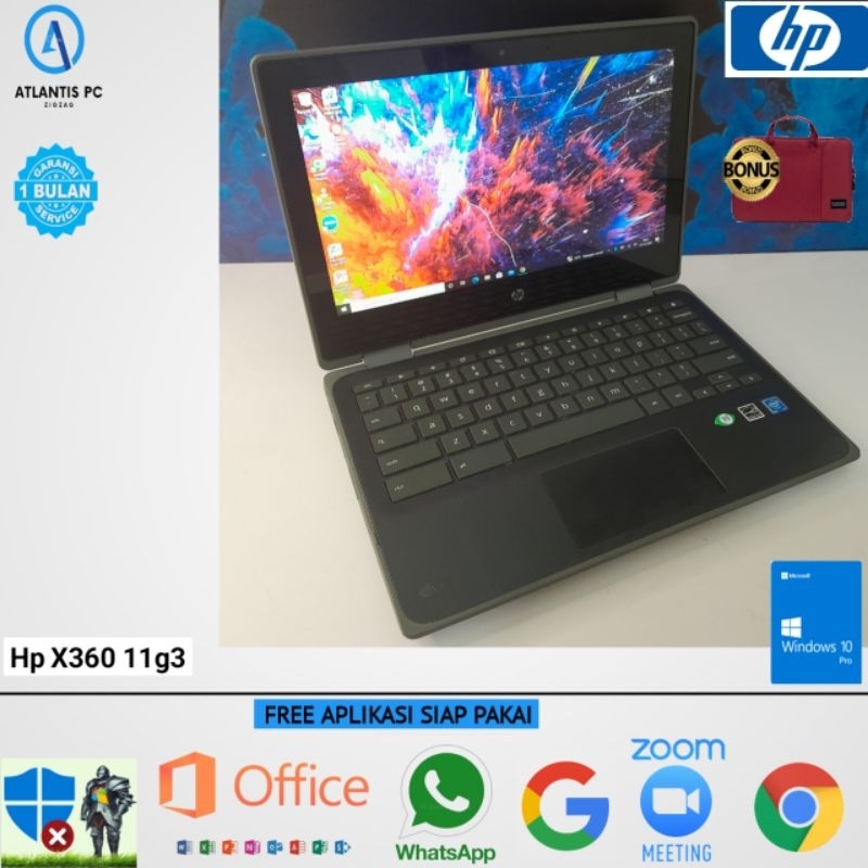 Laptop Hp X360 11 G3 Ram 4GB SSD 128 Flip Touchscreen Windows 10 SIAP PAKAI 