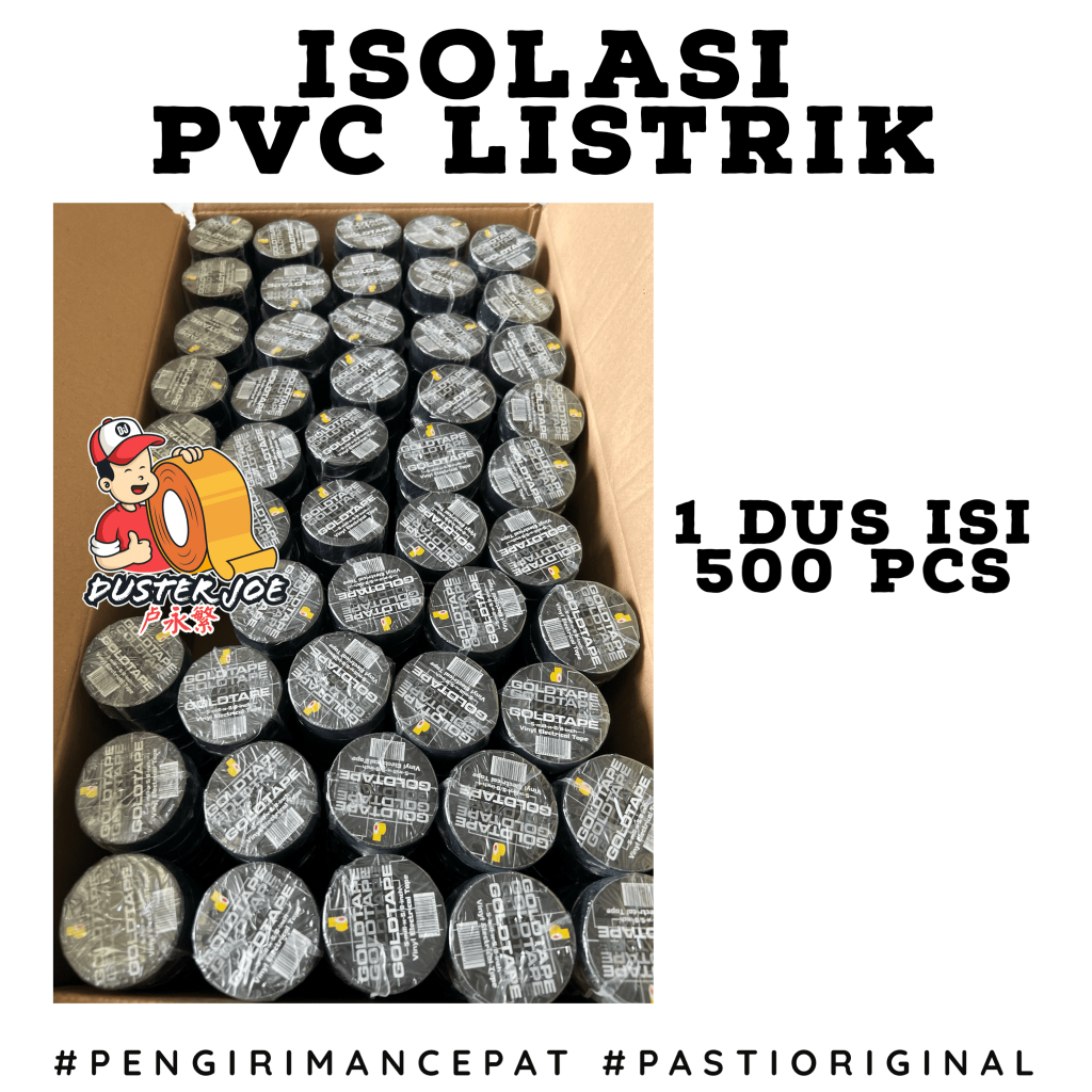 [PER 1 DUS] Isolasi PVC Listrik GOLDTAPE 5/8 inch WARNA HITAM (1 DUS ISI 500 PCS)