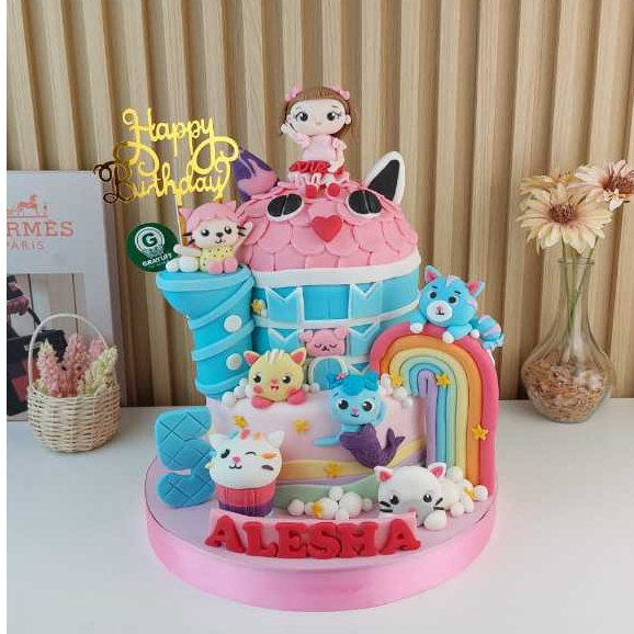 

CAKE TEMA GABBY DOLLHOUSE UK 20+15CM / KUE ULANG TAHUN CUSTOME