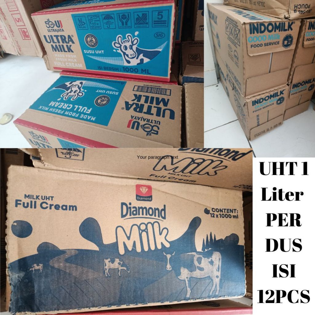 Susu UHT 1 Liter per DUS (12pcs) Diamond / ultramilk / Indomilk