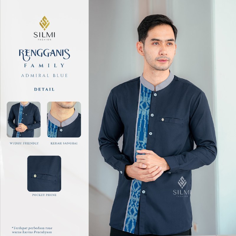 KOKO NAVY RENGGANIS LENGAN PANJANG NAVY ATASAN KEMEJA KOKO LENGAN PANJANG PENDEK PRIA DEWASA REMAJA 