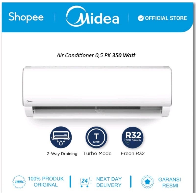 AC MIDEA 1/2 PK STANDAR MSFCE-05CRN2X(0) AC 1/2PK (0,5 PK) AC MIDEA 1/2PK AC MIDEA