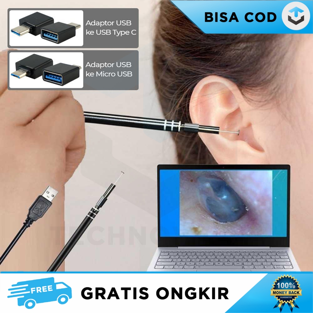 KOREK KUPING KAMERA HP PC SMART VISUAL EARPICK PEMBERSIH TELINGA LED