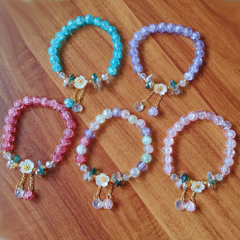 Gelang Kristal Bunga Camellia Daisy Gelang Kaca Manik-manik anak-anak