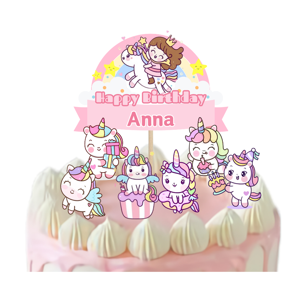 

topper cake unicorn / hiasan kue happy birthday