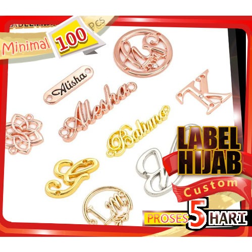 Membuat plat label bahan metal alloy &stainless untuk berbagai kebutuhan aksesoris hijab merk karakt