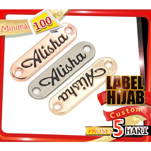 Plat custom bandung bahan alloy stainless kuninganuntuk aksesoris tas hijab dompet dll