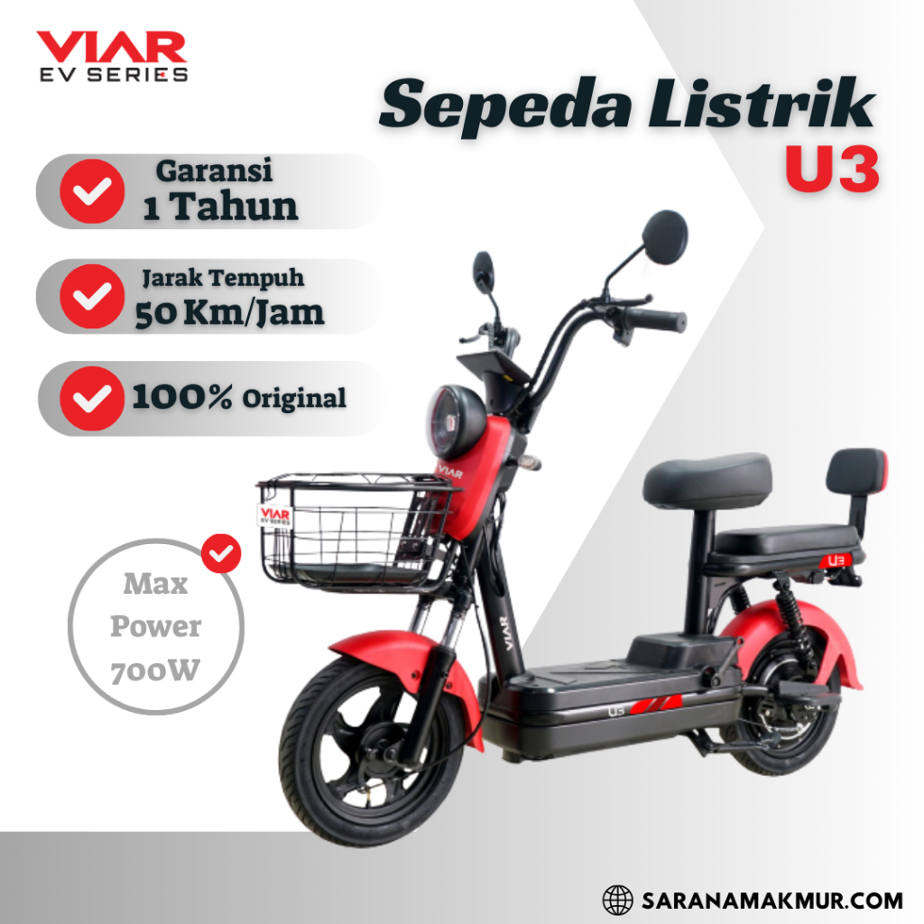 Sepeda Listrik Viar U3 / 100% Original / Garansi Resmi