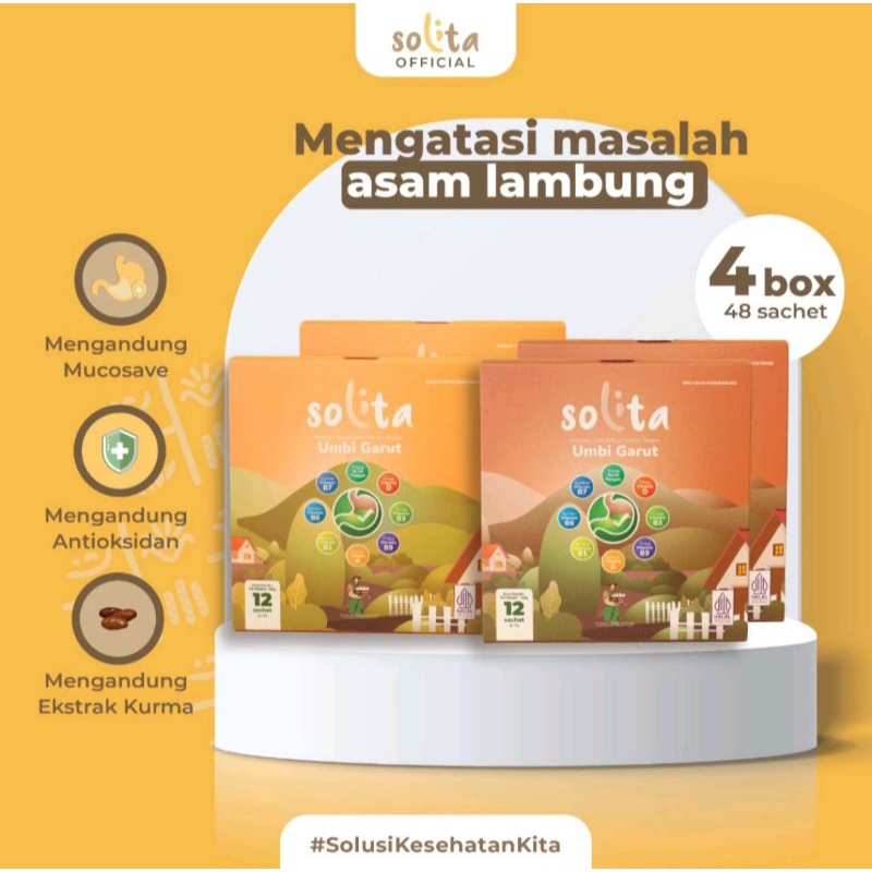 

SOLITA Minuman Serbuk Umbi Garut 4 Box (Isi 48 Sachets) Rasa Mix Cokelat dan Thai Tea